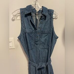 Free People Belted Denim Maxi Dress